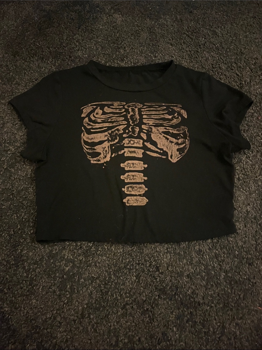 Black Ribcage Graphic Crop Top